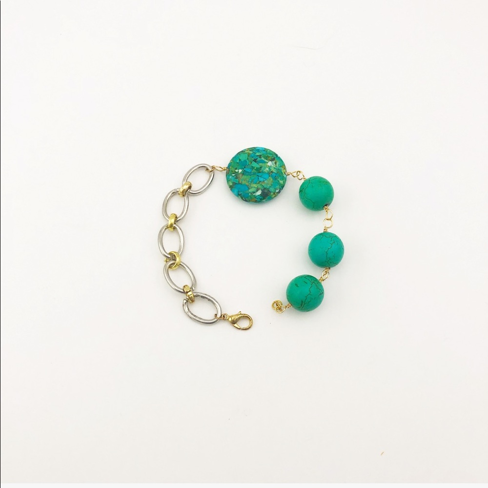 ARTISAN TWO TONE GEMSTONE BRACELET